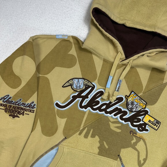 Akademiks Other - Akademiks Aviation Academy Hoodie Mens XXL Brown Y2K Streetwear Graphic Patch